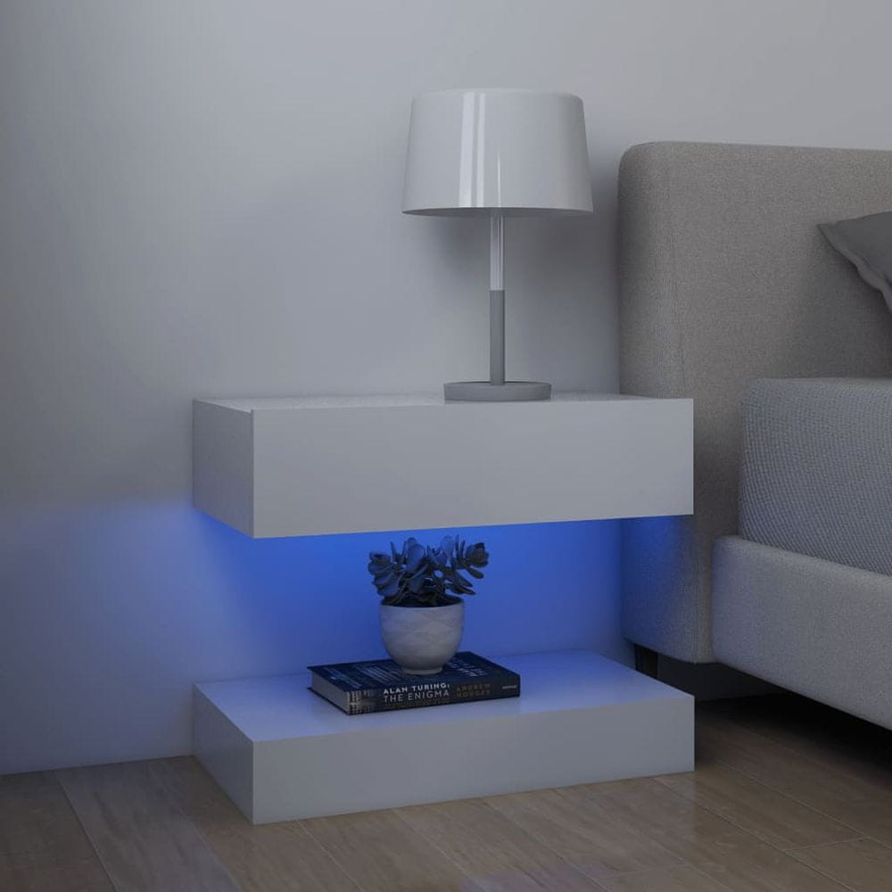 Vidaxl LED nočné stolíky 2 ks biele 60x35 cm drevotrieska